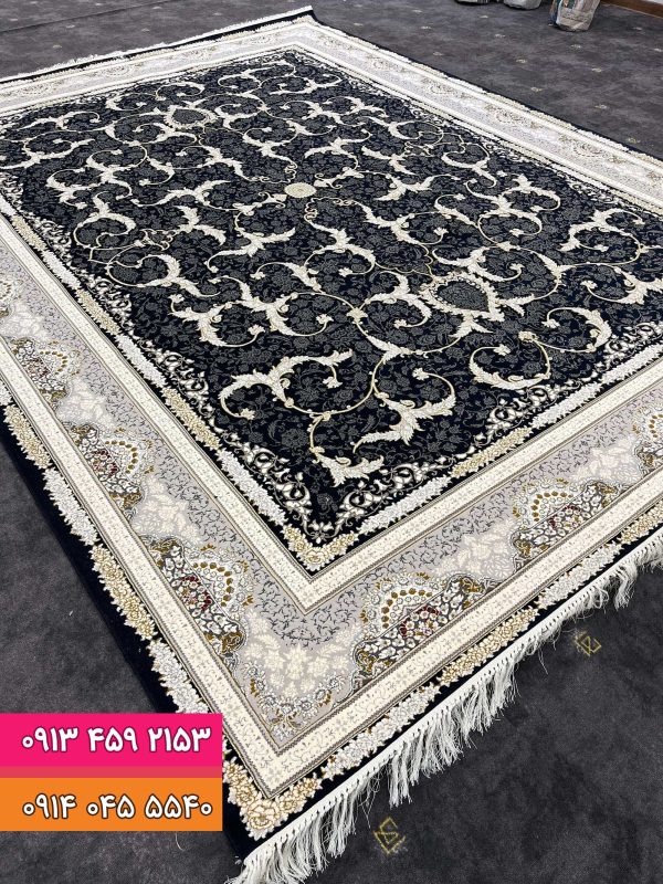 فرش افشان کد 9008 سرمه ای