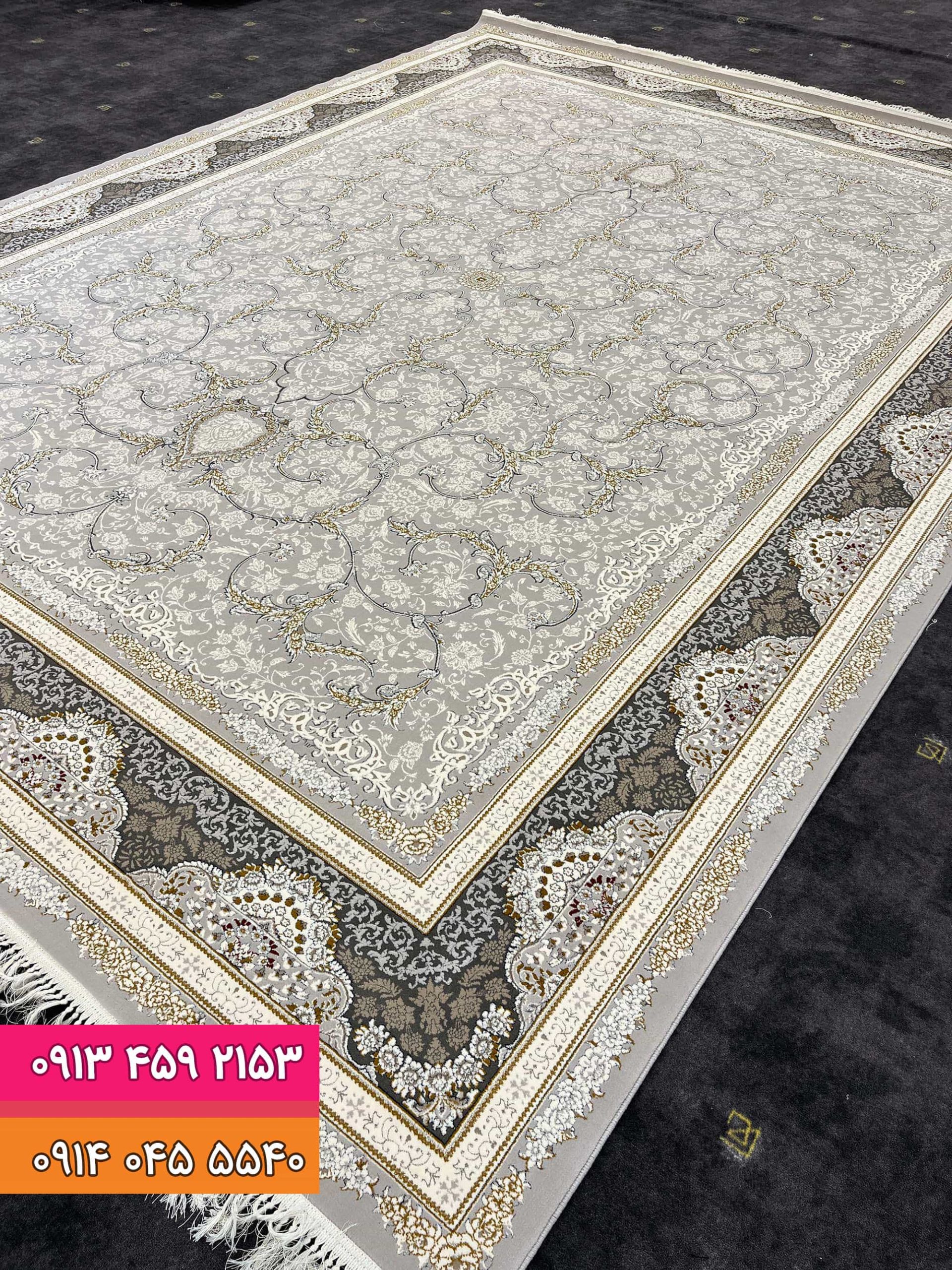 فرش کد 9008 نقره ای