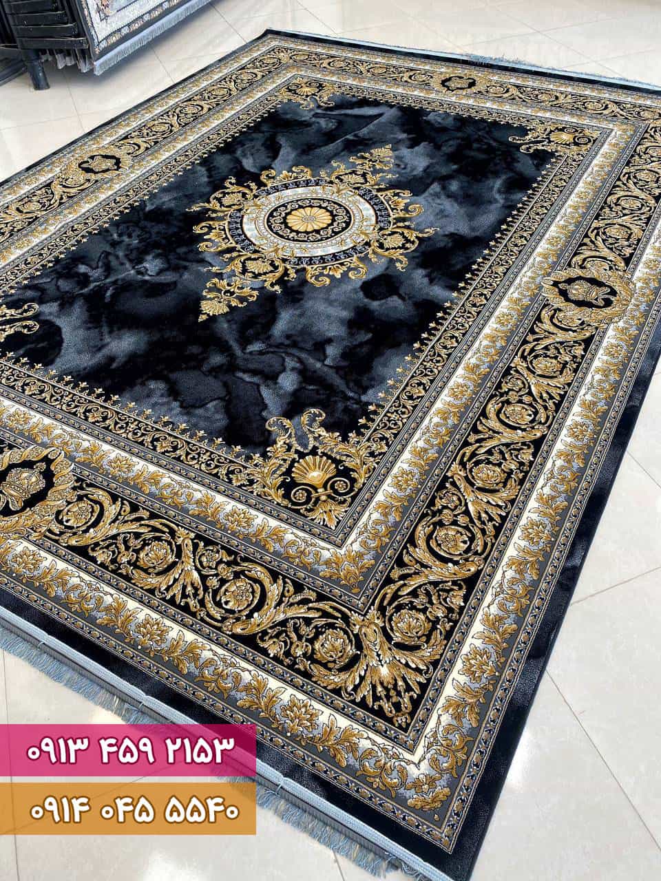 فرش طرح ژیوا سرمه ای