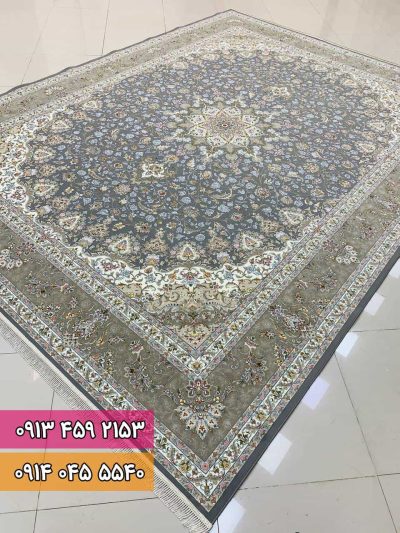 فرش طرح نیلی طوسی