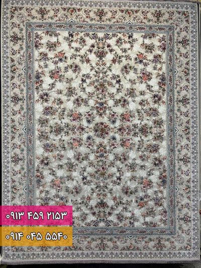 فرش طرح بهشت نقره ای- سرمه ای