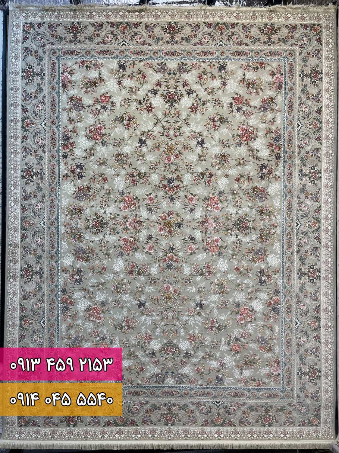 فرش طرح بهشت نقره ای-شکلاتی